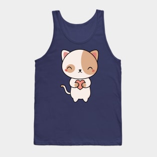 Kawaii Cute Kitten Cat With Heart Tank Top